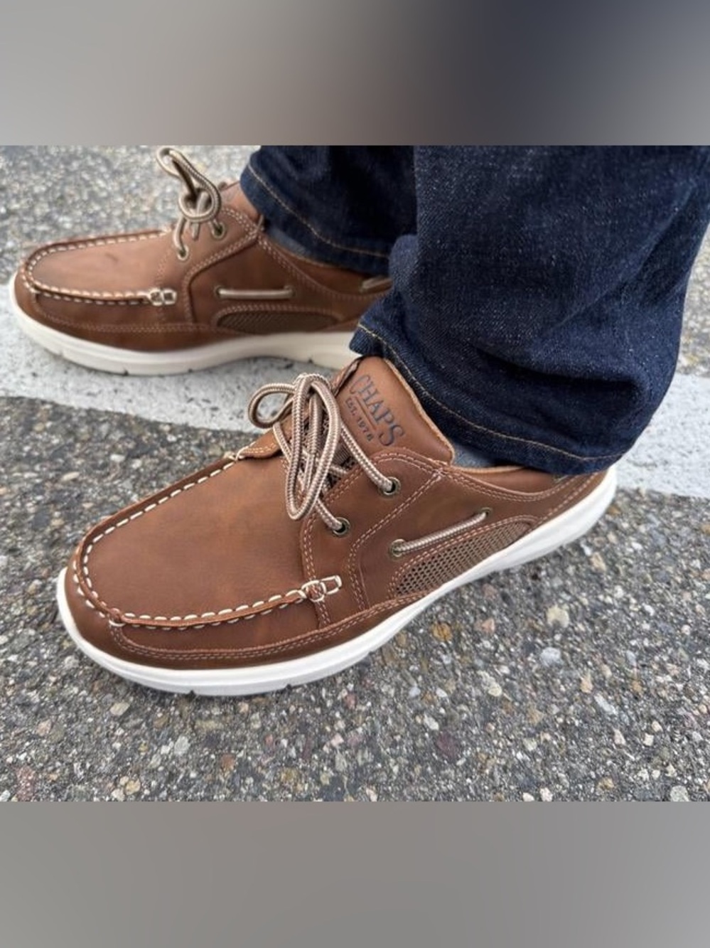 Chaps Marino Lightweight Nautical Comfort Boater Boat Shoes Men’s size 10 Cognac